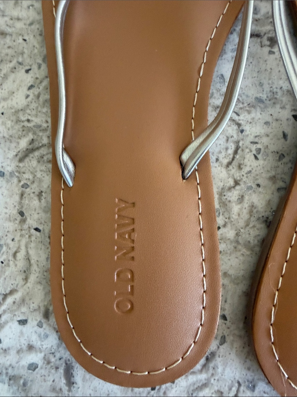 Old Navy Silver-Strap Tan Slide Sandals - Picture 4 of 6
